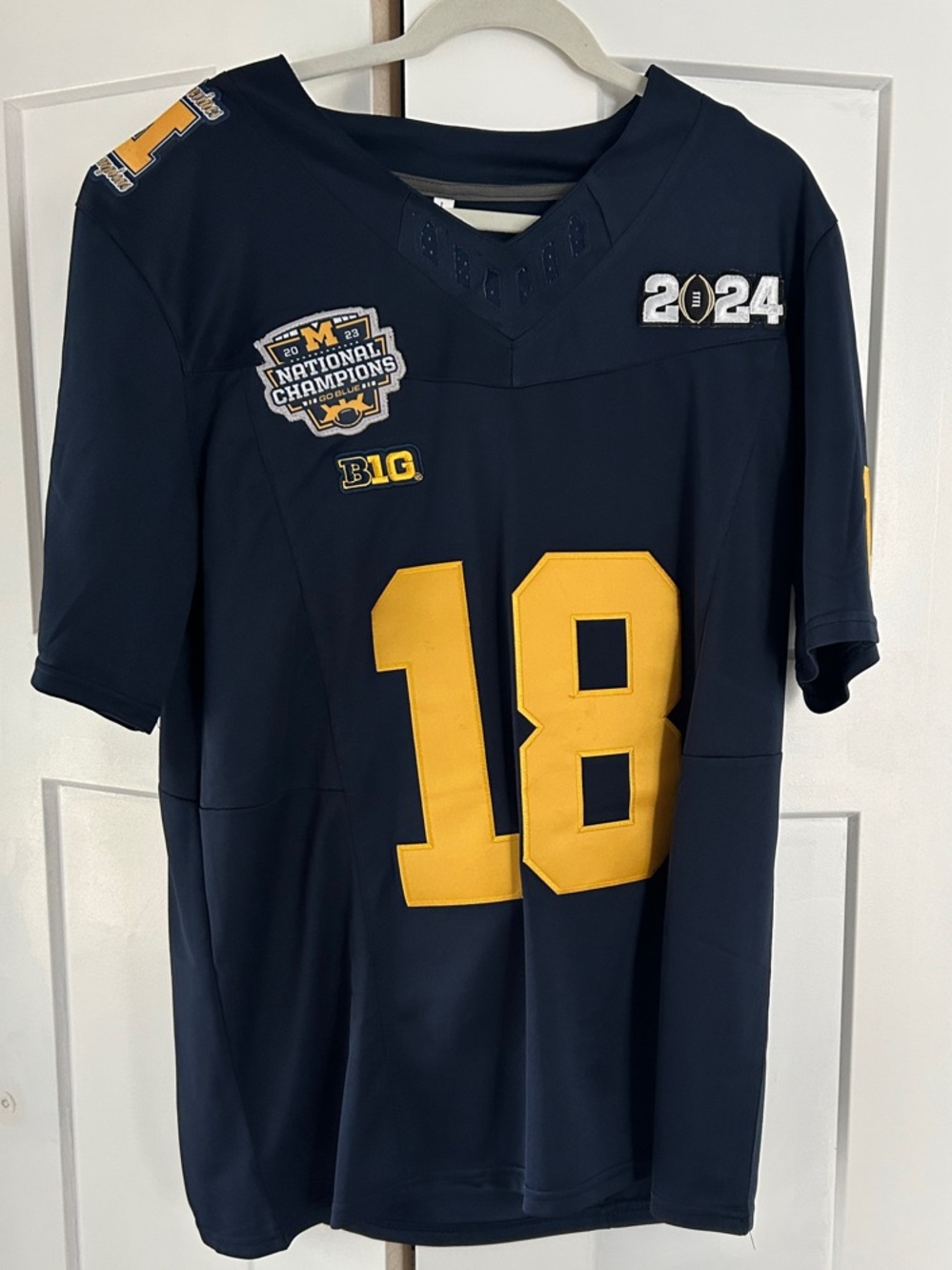 Colston Loveland - Navy Football Jersey with Gold Number 18